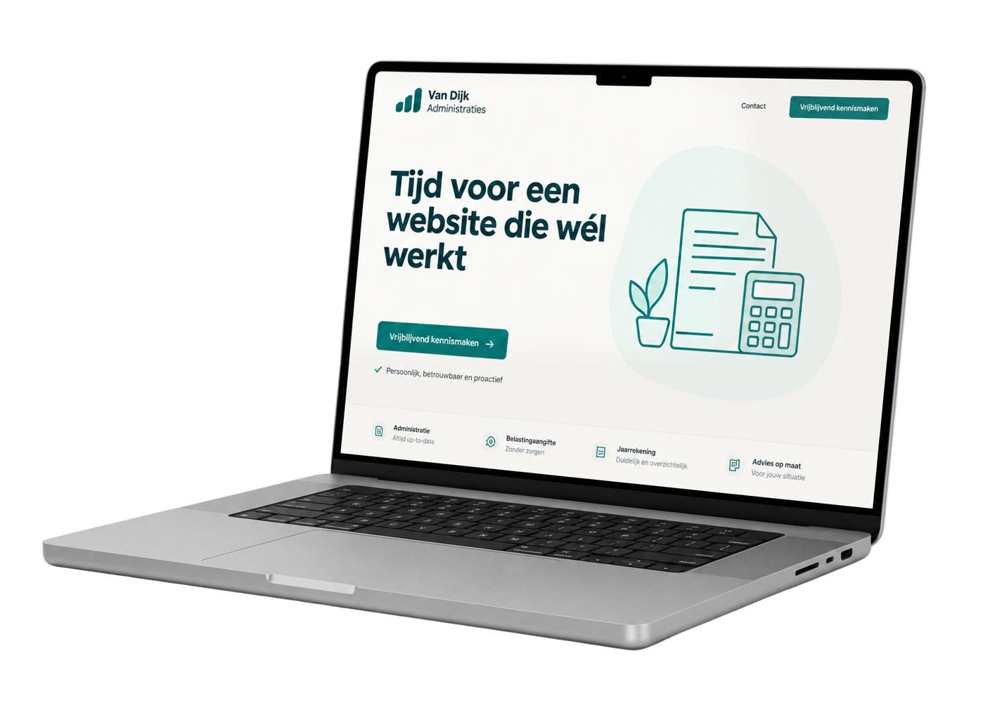 Laptop met een Groeiscope-website die is gebouwd om gevonden te worden in Google en AI